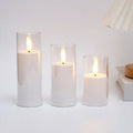Set de 3 bougies LED blanches allumées