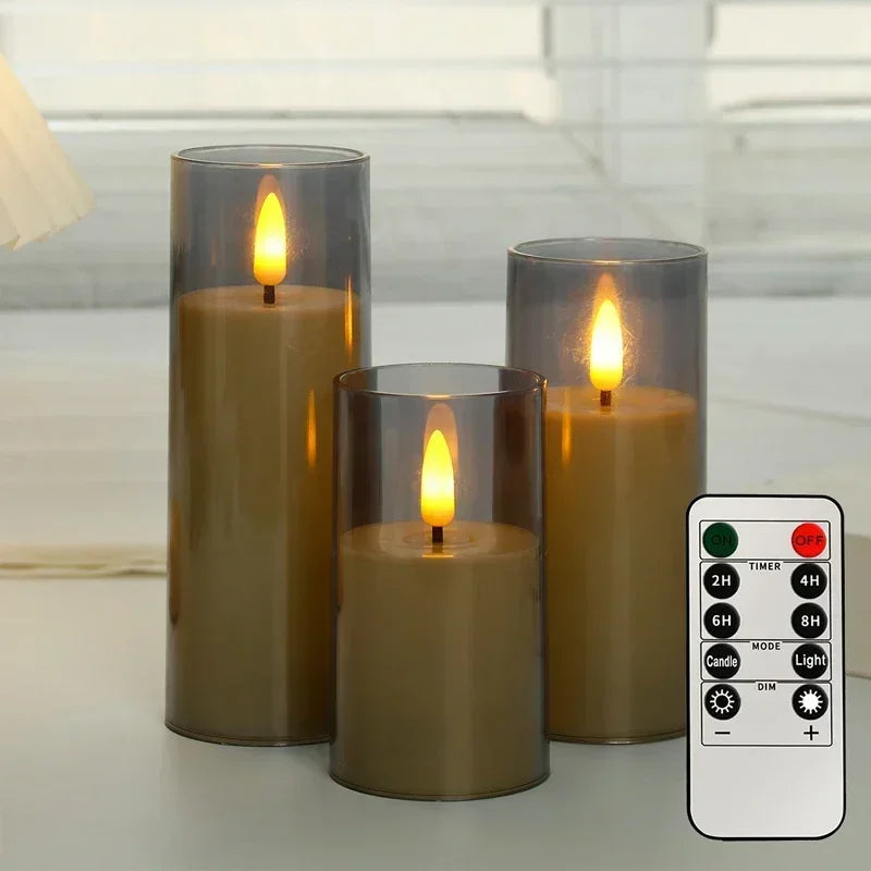 Set bougies LED coloris gris