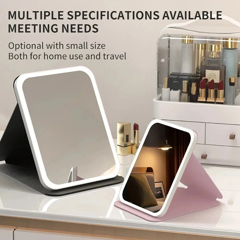 Miroir de maquillage LED pliable — spécial voyage