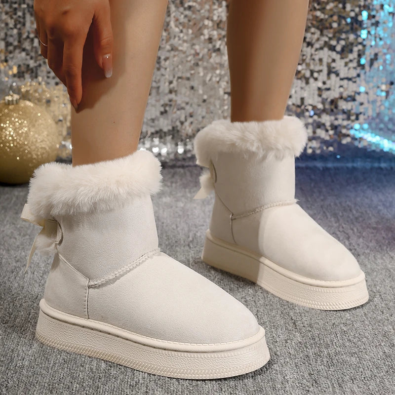 Bottes Femme Style UGG Mini à Nœud Papillon