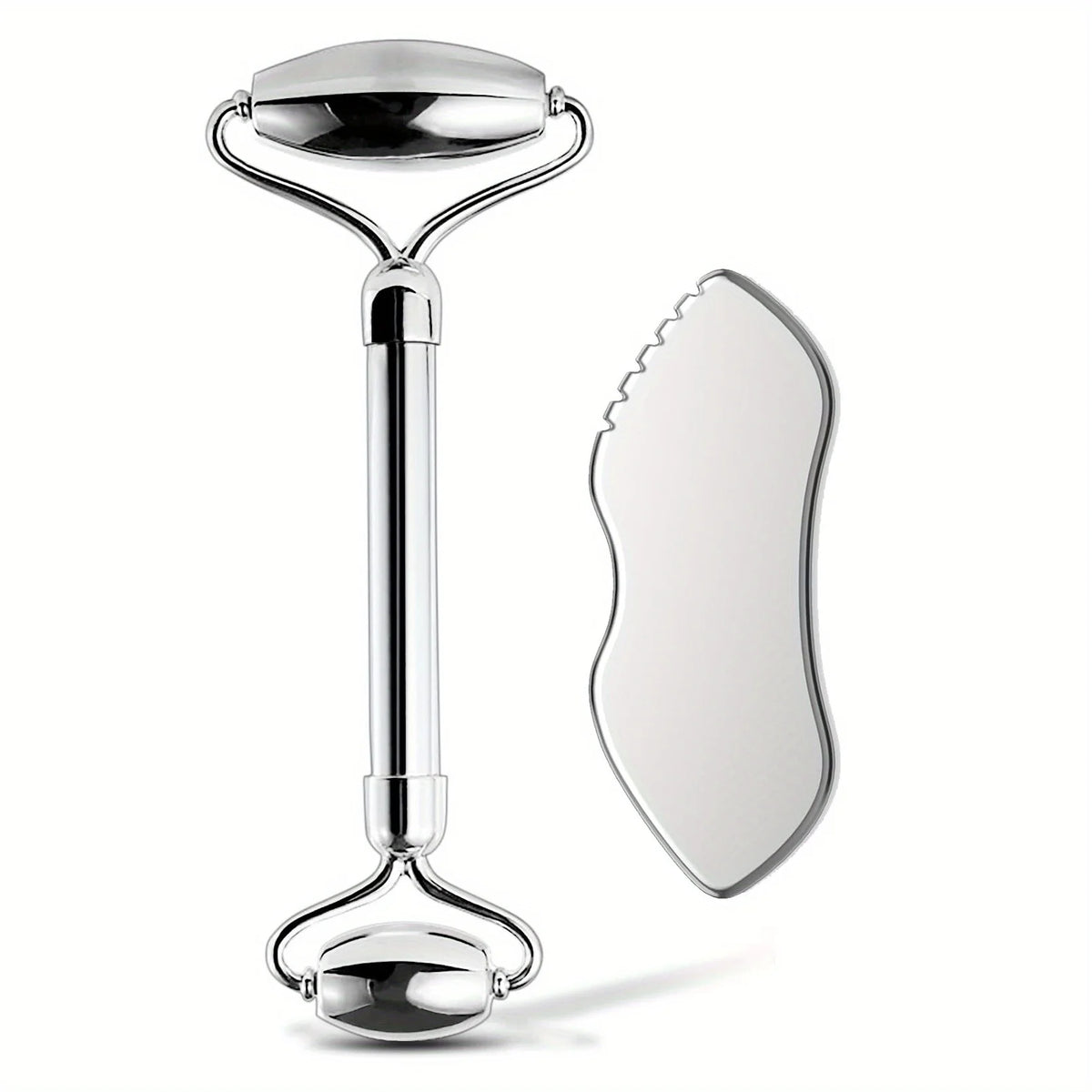 Kit gua sha & rouleau facial en acier inoxydable