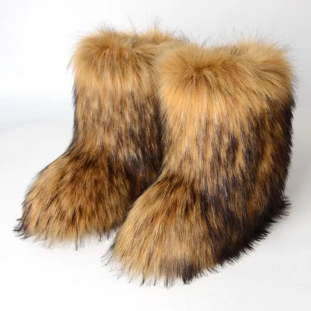 Bottes Femme Mi-Mollet 100 % Fourrure Style Y2K