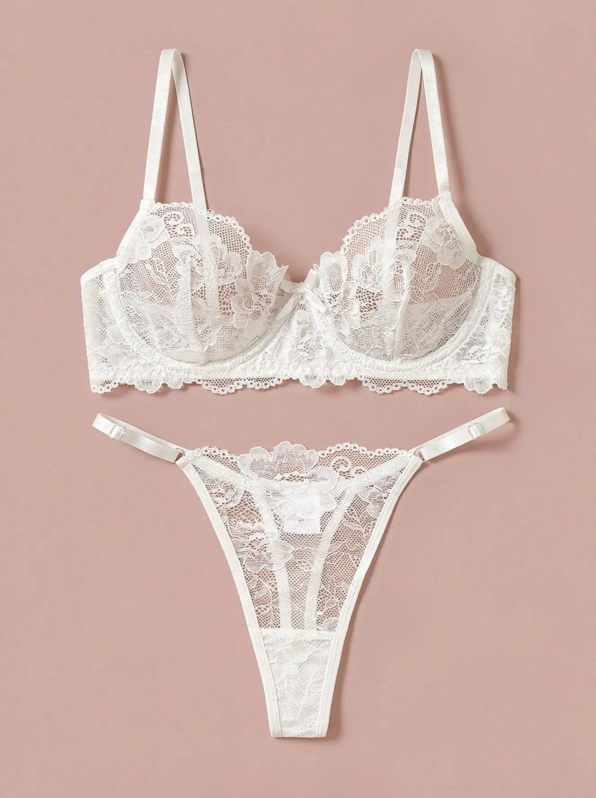 Ensemble lingerie dentelle florale — 2 pièces