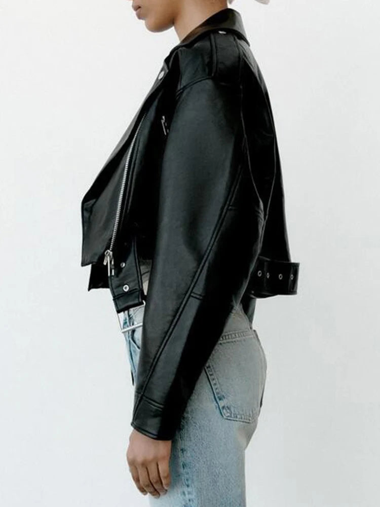 Perfecto en simili cuir premium — ceinturé