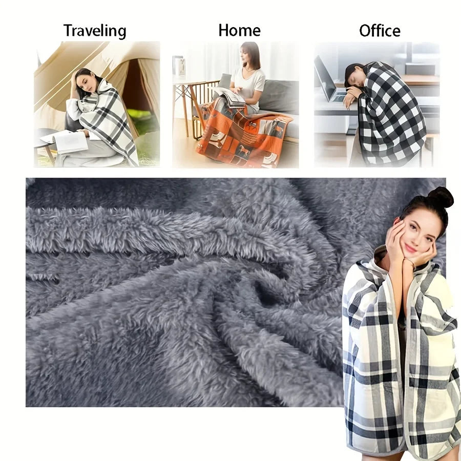 Couverture Polaire Portable à Manches – Châle Plaid Douillet