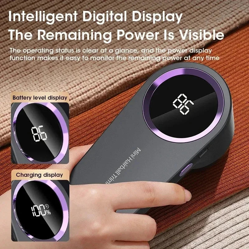 Rasoir Anti-Bouloches Électrique Rechargeable — Écran LED