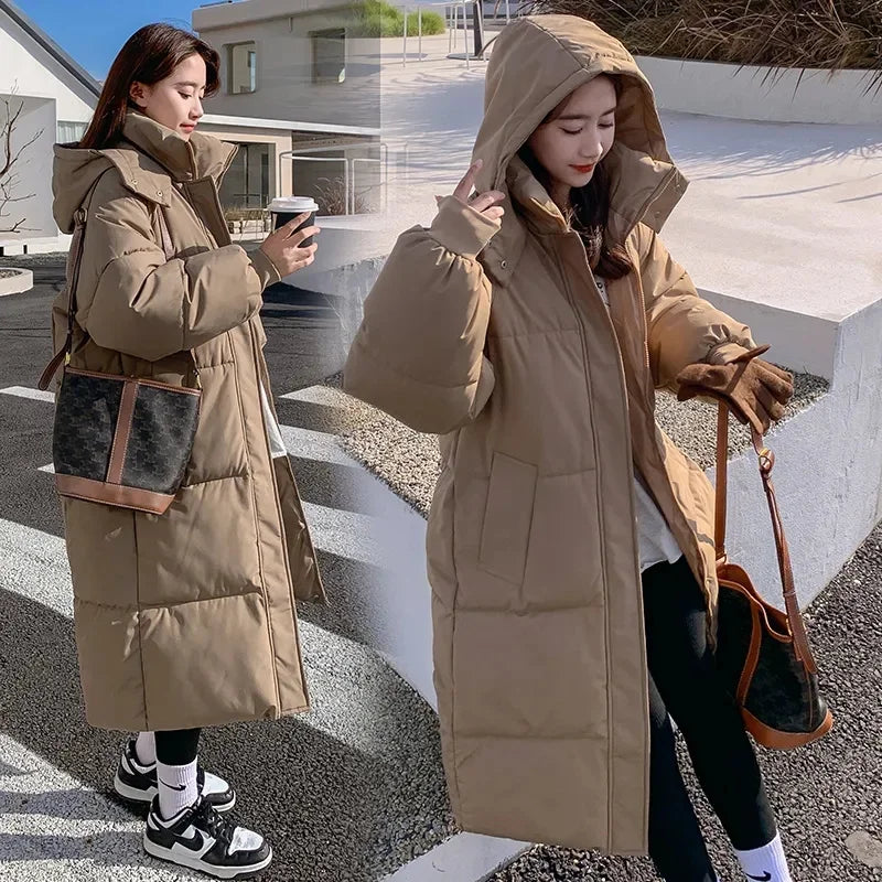 Parka longue femme à capuche — doudoune d'hiver chaude