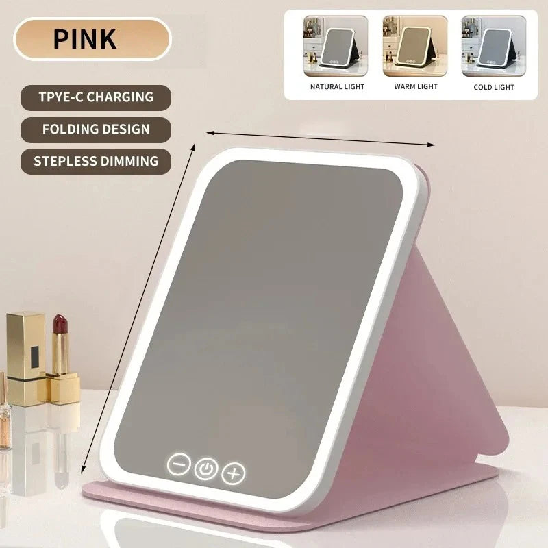 Miroir de maquillage LED pliable — spécial voyage