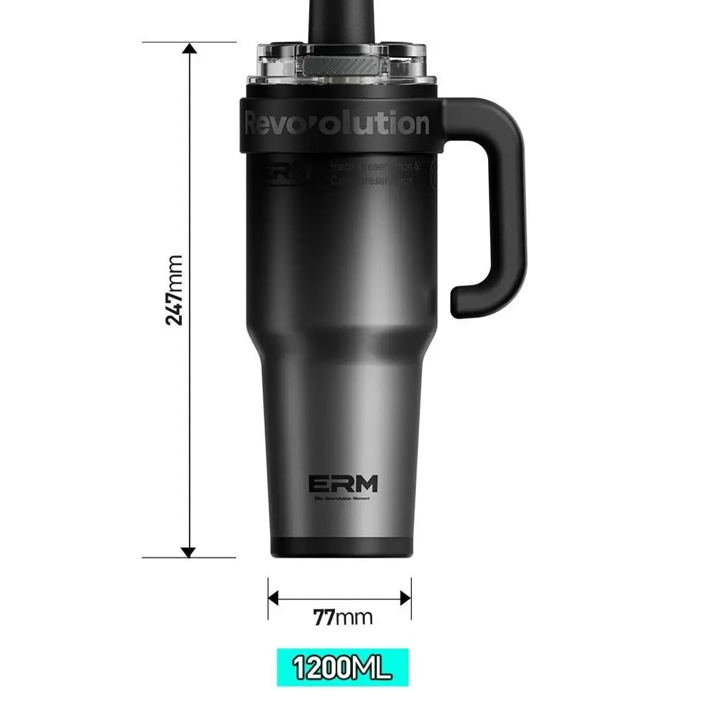 Gourde isotherme inox 1,2 L — paille & anse