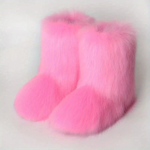 Bottes Femme Mi-Mollet 100 % Fourrure Style Y2K