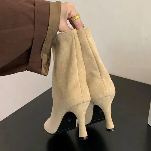 Bottines Chelsea effet daim à talon