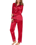 Pyjama satin effet soie manches longues