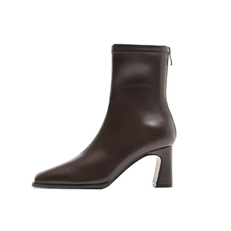 Bottines bout carré à talon bloc — doublure chaude