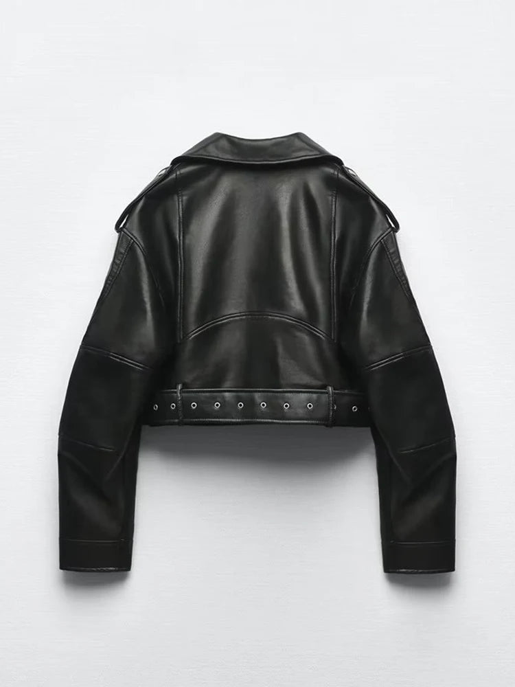 Perfecto en simili cuir premium — ceinturé
