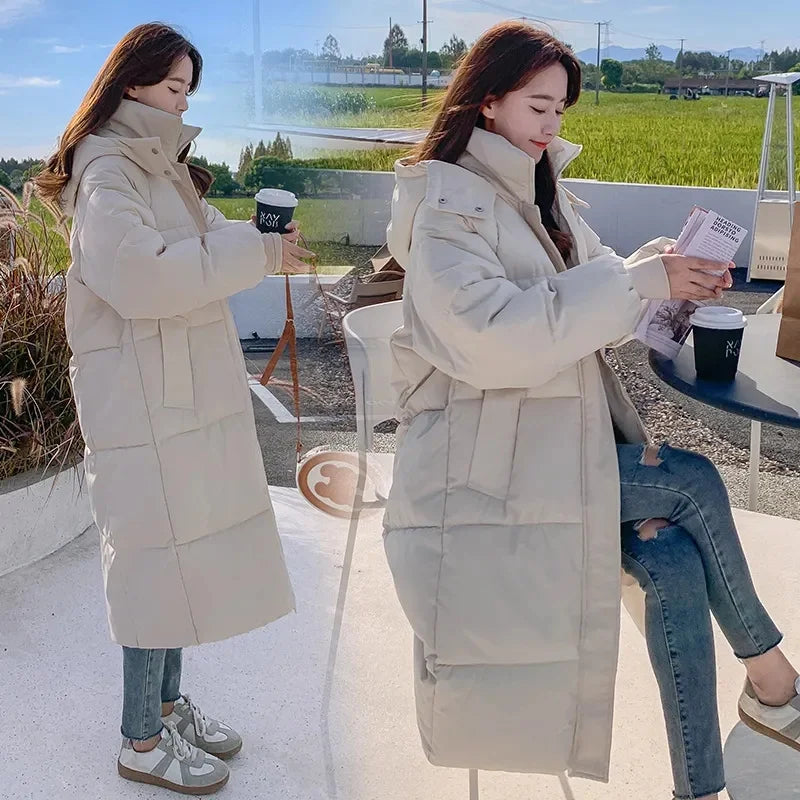Parka longue femme à capuche — doudoune d'hiver chaude
