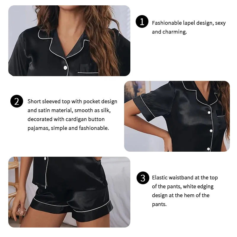 Ensemble pyjama satin — chemise & short